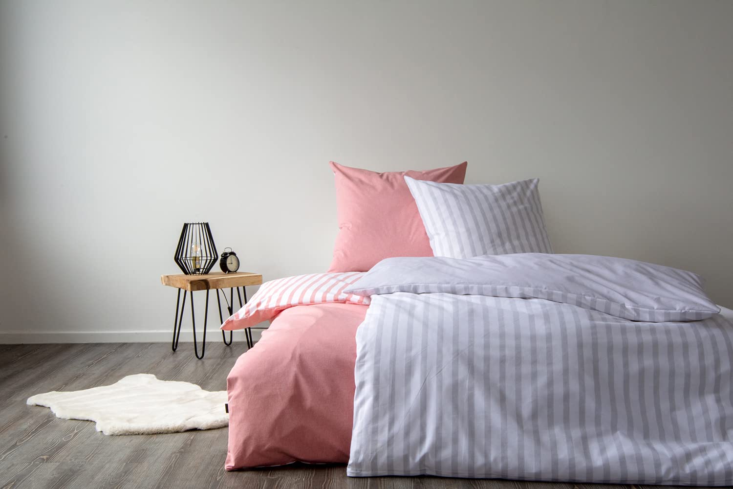 SETEX Reversible Bed Linen, Cotton, Mauve, 200 x 135 cm - Image 4