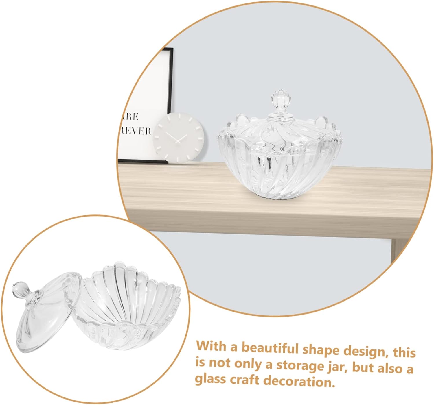 Embossed Glass Storage Jar with Lid Clear Decorative Candy and Jewelry Container for Home Organization Design Practical Sealed Storage for Living Room Decor