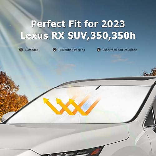Miniatura 3 de INTGET Parasol para parabrisas Lexus RX 2023 2024 2025 RX350 RX500h RX500h para automóvil, protector solar para ventana delantera, protector solar
