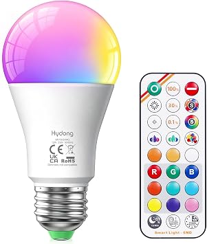 Light Bulb E27 LED Colour Changing Lamp with Remote Control 12 W A60 LED