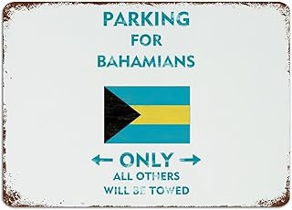 Autravelco Parking for Bahamians Only All Others Will Be Towed 10x14 Inch Metal Sign Custom Outdoor Bedroom Porch Home Decor Garage Signs Warning Sign for Parking Lots Tin Signs for Pubs Club