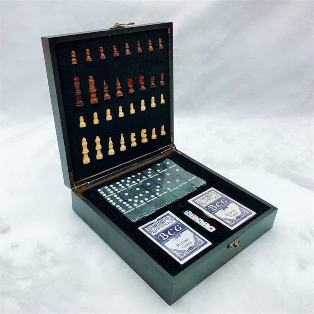 4-in-1-Schachbrett-Aufbewahrungsfächer aus Holz Schach