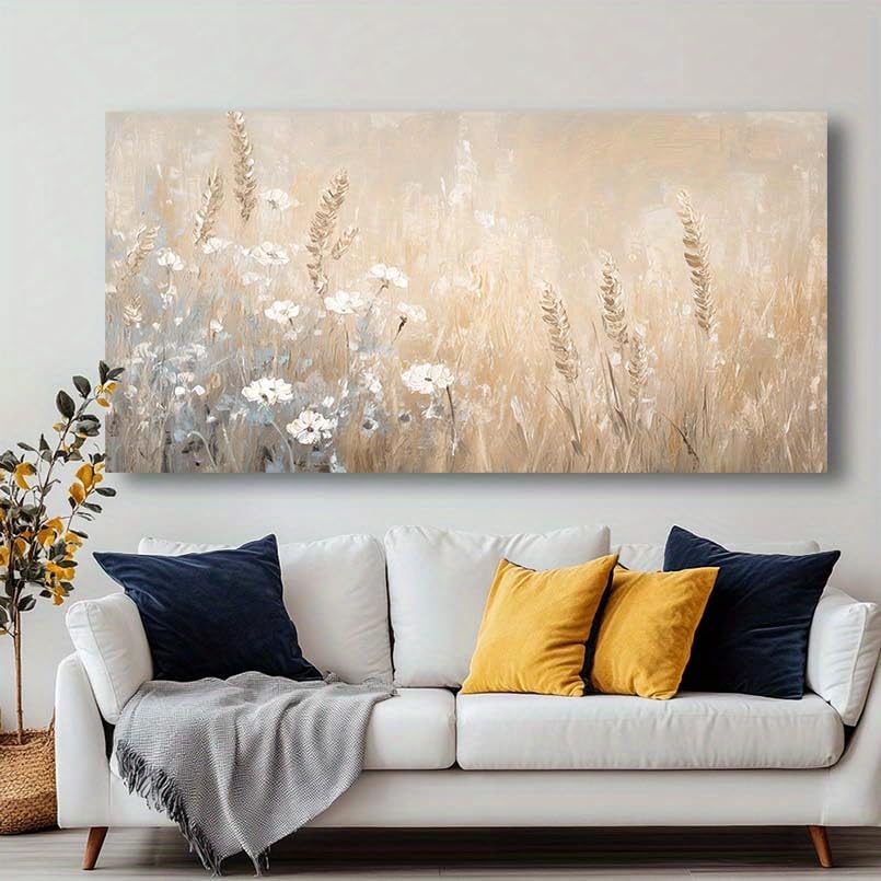 Toile abstraite champ de blé AEFOUU avec cadre en bois interne