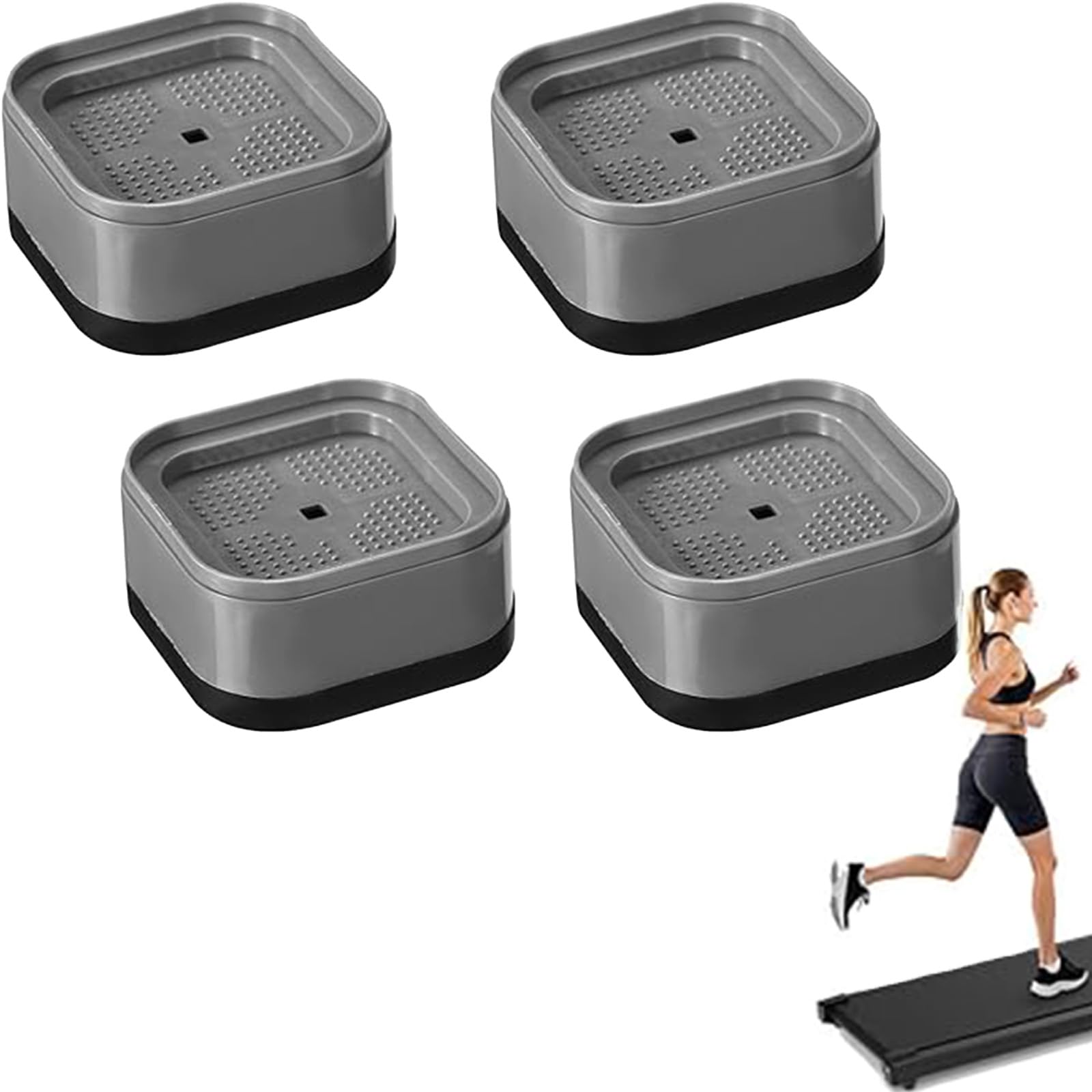 suction 4 PCS Treadmill Incline Riser Blocks, Desk Riser Blocks, Grey Exercise Equipment Height Adjusters, Floor Protector Mat for Home Gym Equipment, Compatible with Various Treadmill Models