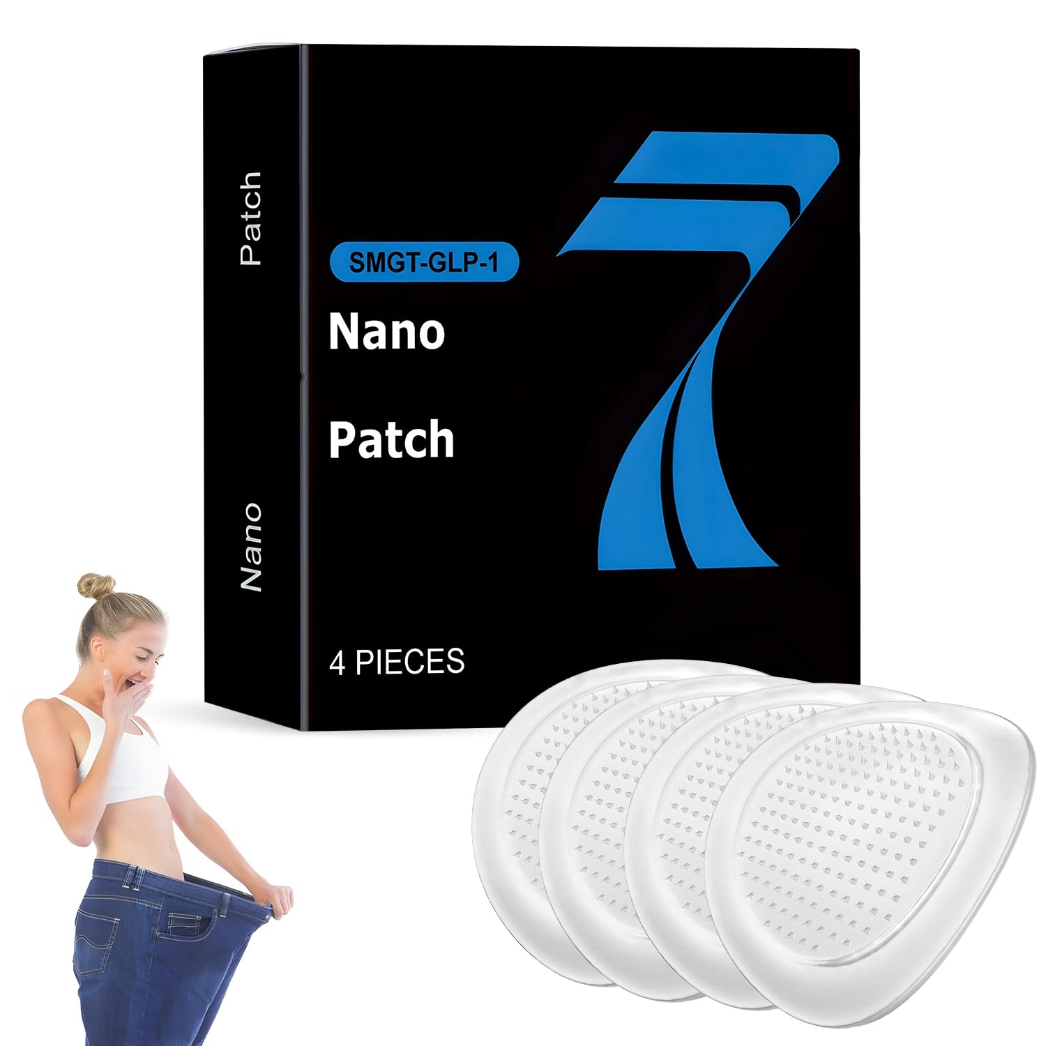 SMGT-GLP-1 Nano-Patch para Cuidado da Pele, 4 Dispositivos Firmadores com Extrato de Gengibre e Ingredientes Naturais, Confortáveis e Seguros