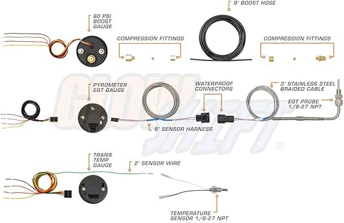Miniatura 6 de glowshift Blanco 7Color Series Diesel Gauge Set 60PSI Boost, 2400F, Pyrometer, Trans Temp