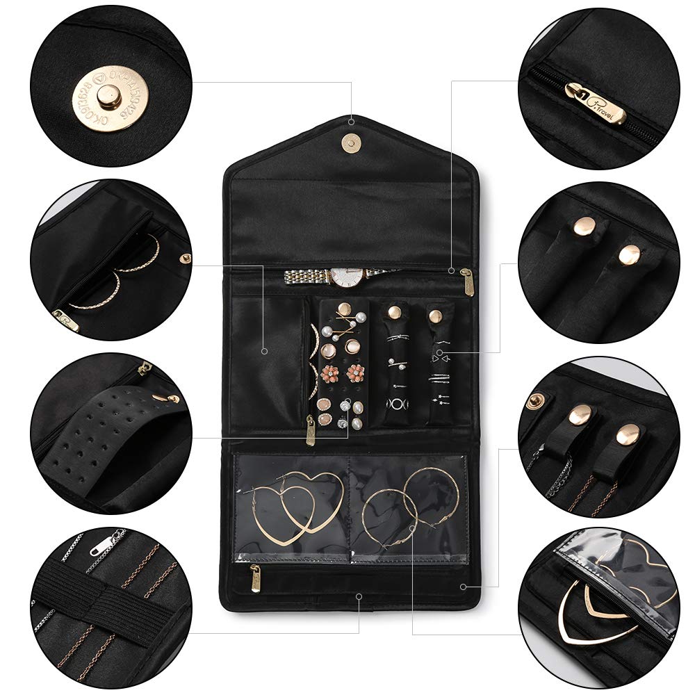 Schmuckrollen Reise Schmuck Organizer Faltbare Lager Tasche für Ringe Halsketten Ohrringe Armbänder Uhren