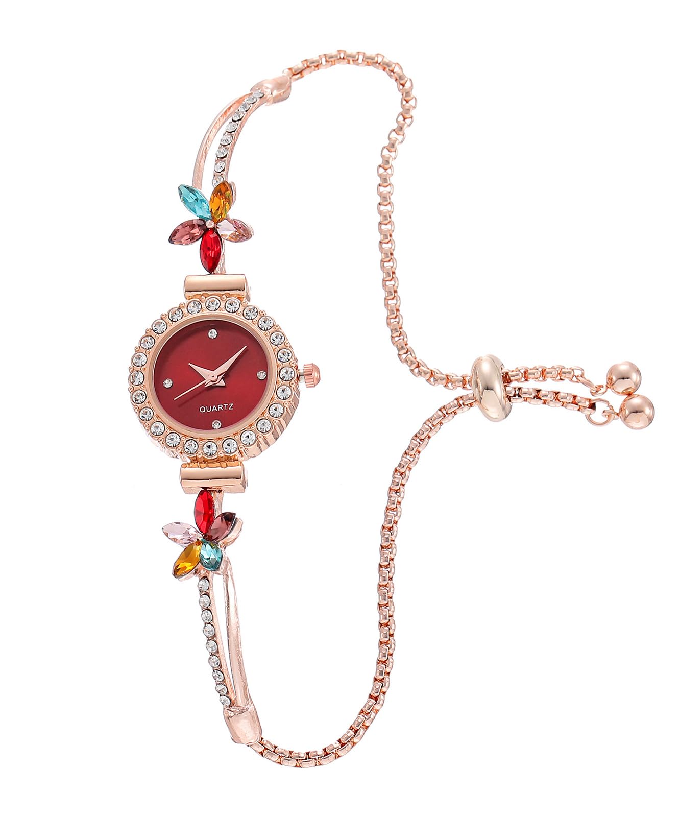 ADSBIAOYEWomen's Fashion Simple Floral Bracelet Watch Diamond Quartz Light Luxury Watch