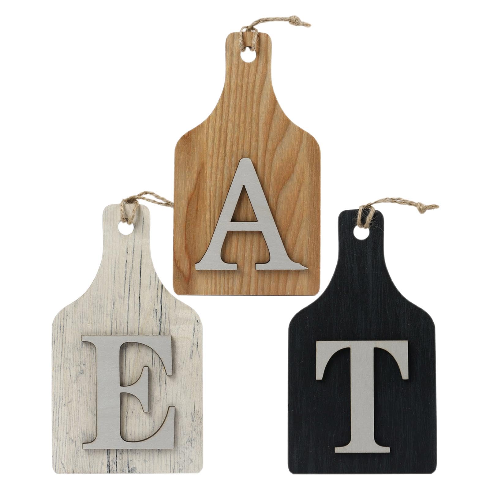 Eat Kitchen Signs Wall Decor, 3 Wood Hangable Eat Letter Sign Wooden EAT Letters Freestanding Wooden Letter Decorative Sign