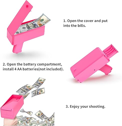 Miniatura 3 de Viapeu Pistola de dinero roja rosa con pistola de lluvia para ceremonia de graduación suministros de fiesta de cumpleaños regalos para niños y niñas