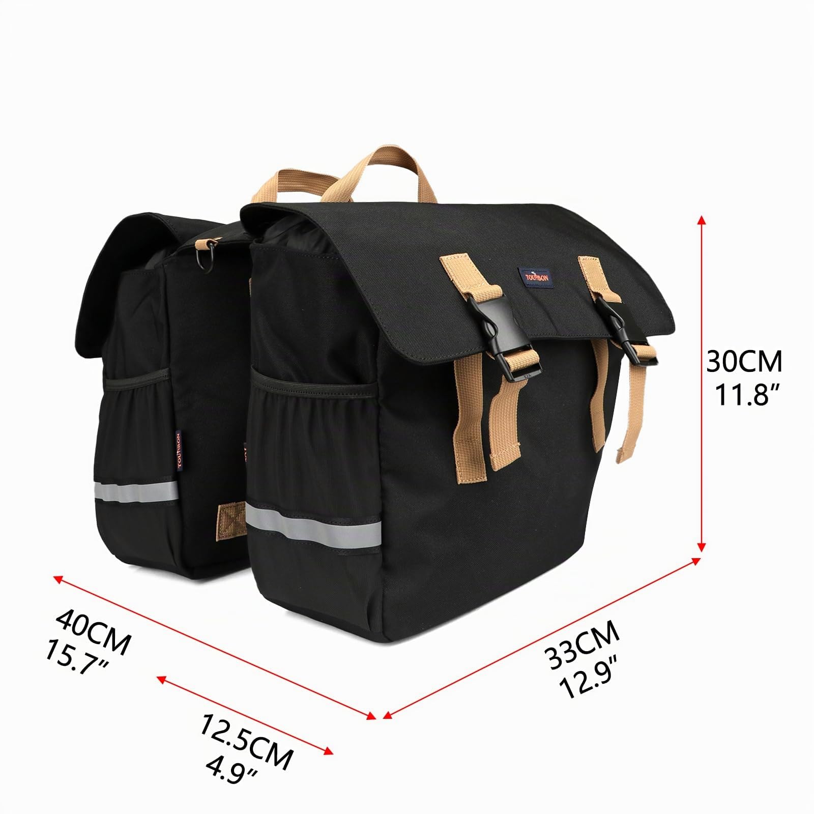 TOURBON Nylon Borsa Bici Doppia Grande Borsa Posteriore per Bicicletta con Tracolla Borsa da Sedile per Ciclismo Portapacchi