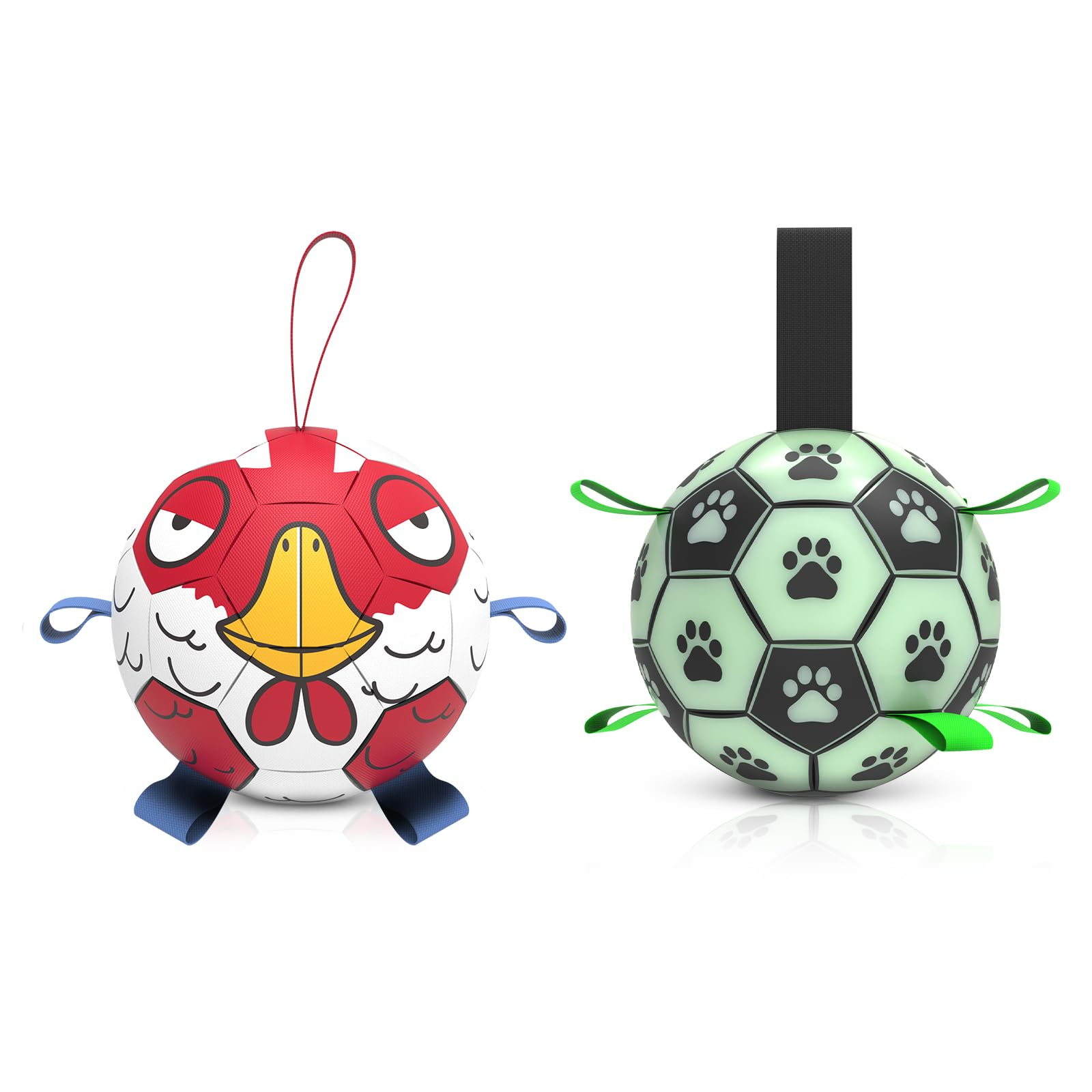 QDAN Dog Soccer Ball with Straps Dog Birthday Gifts for Dogs Outdoor Dog Toys