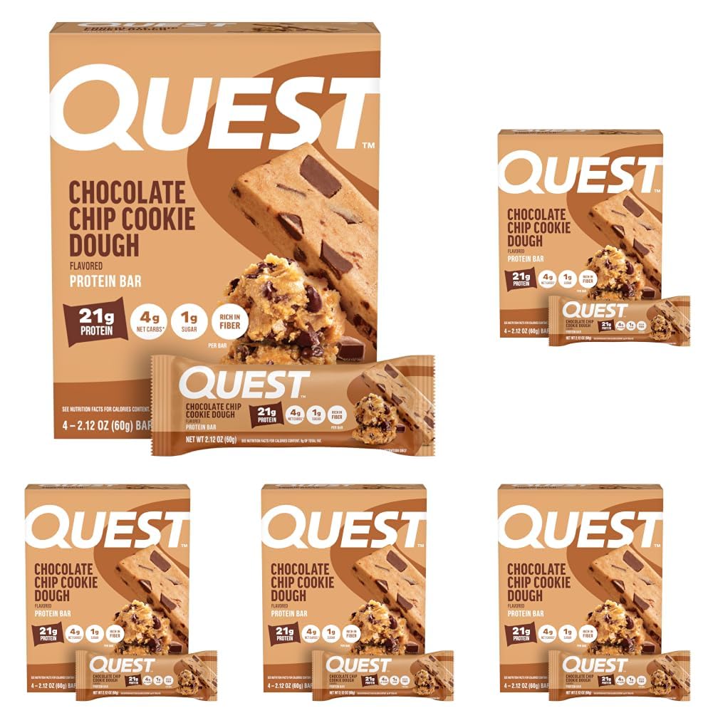 Quest Nutrition Double Chocolate Chunk Protein Bars, 20g Protein Bars, 1g Sugar, 4g Net Carb, Gluten Free, Keto Friendly, 4 Count — Amazon image 18