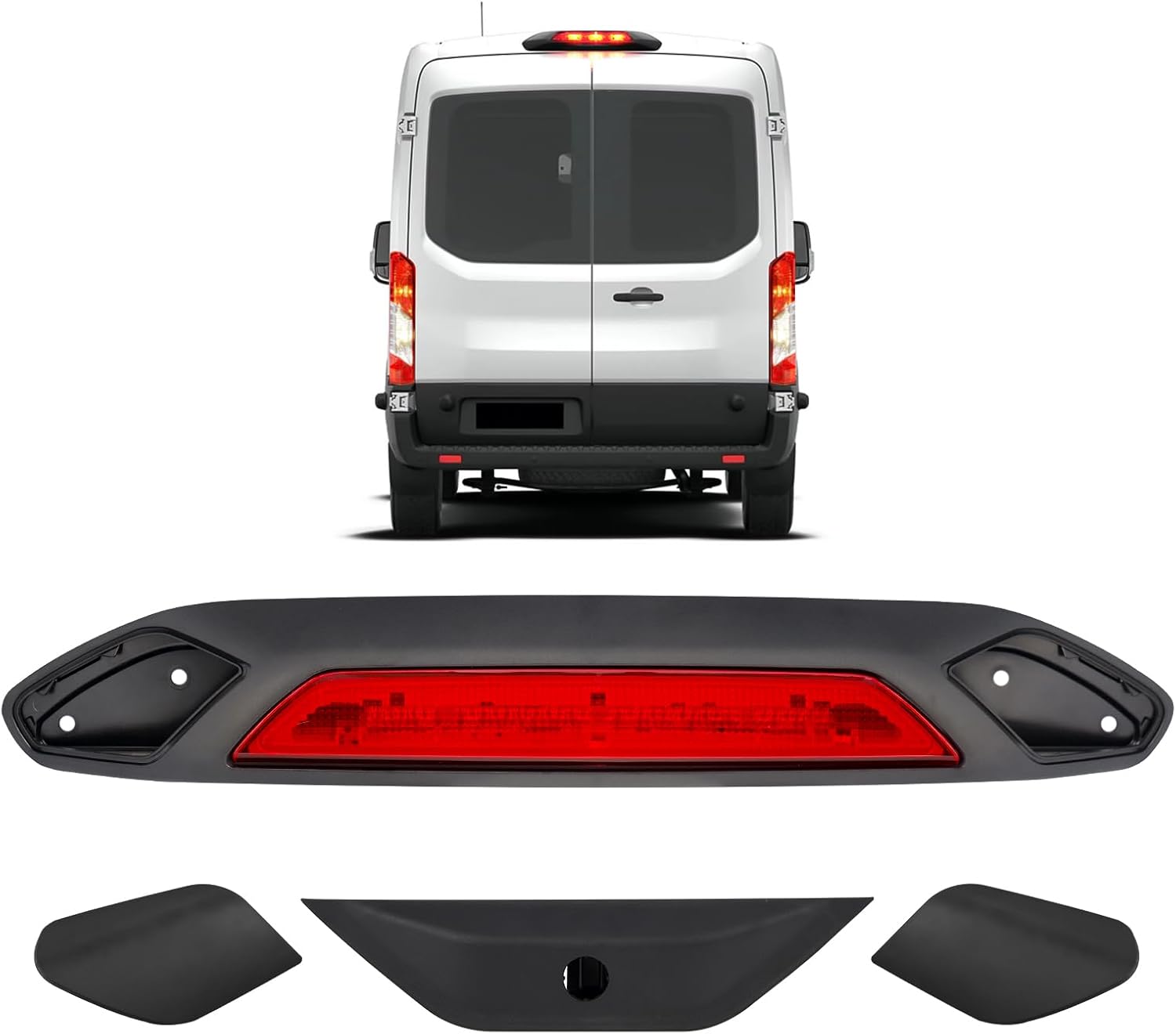 Third 3rd Brake Light Assembly for 2018-2019 Ford Transit 150 250 350HD, Sequential LED High Mount Stop Light Rear Center Cab Tail Lamp Replacement for Transit 18 19