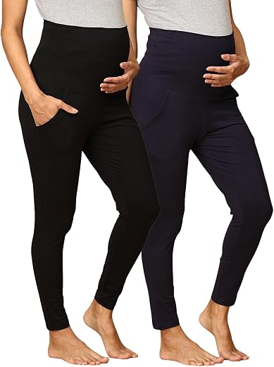 The Mom Store Comfy Maternity Leggings | Comfortable | Soft | Pre and Post Pregnancy | Comfort Stretch Pregnancy Leggings ...