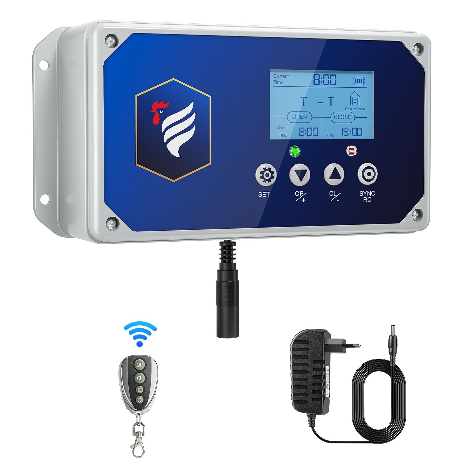 pollaio,porta automatica per pollaio,apriporta con sensore di luce, apertura timer e controller,Batteria e 220V alimentatore forza di trazione massima 4 kg