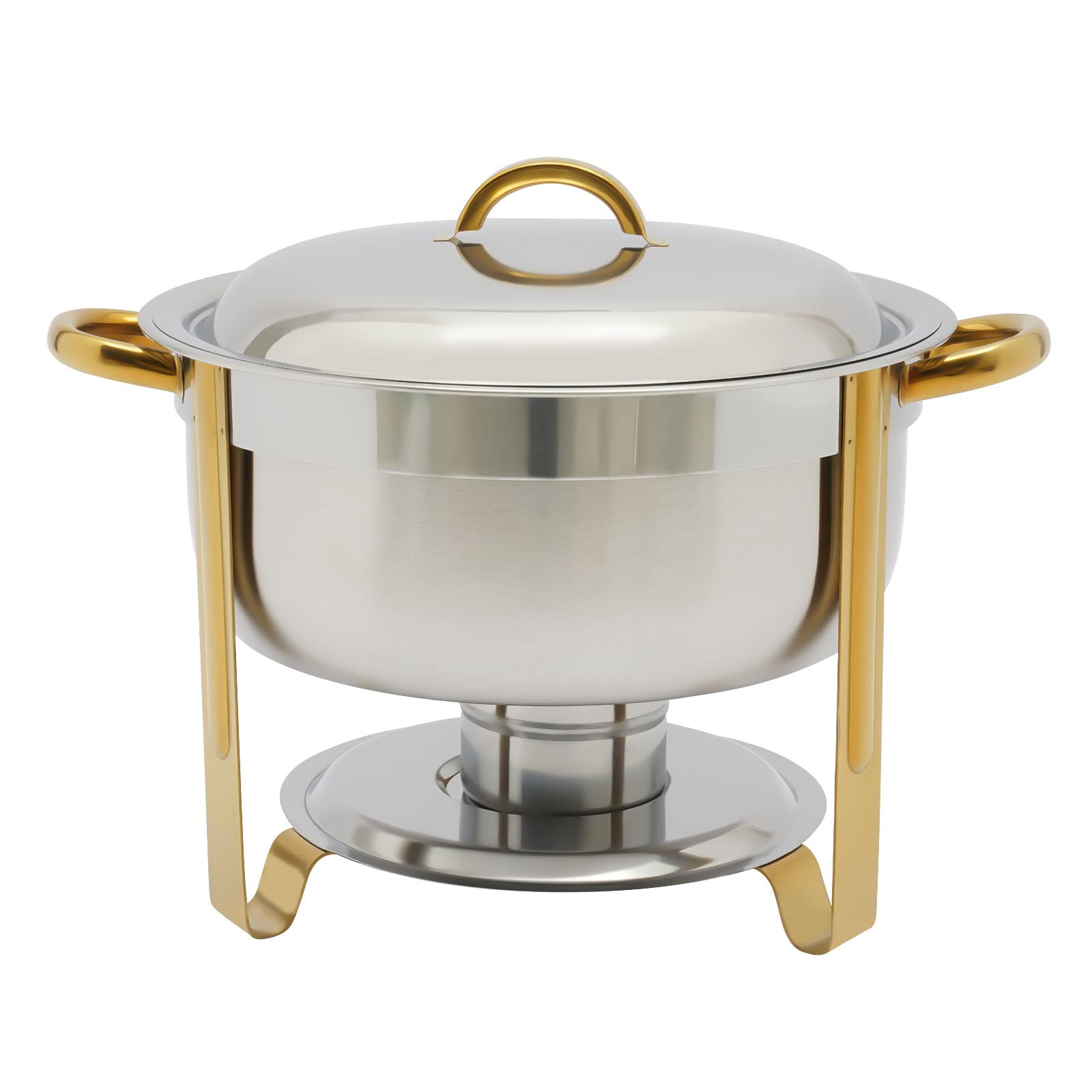 5 l Chafing Dish Redondo, Acero Inoxidable Calientaplatos, Calentador de Comida, Calentador de Buffet, Depósito de calor Redondo Chafing Dish Acero Inoxidable Adecuado para Celebraciones,