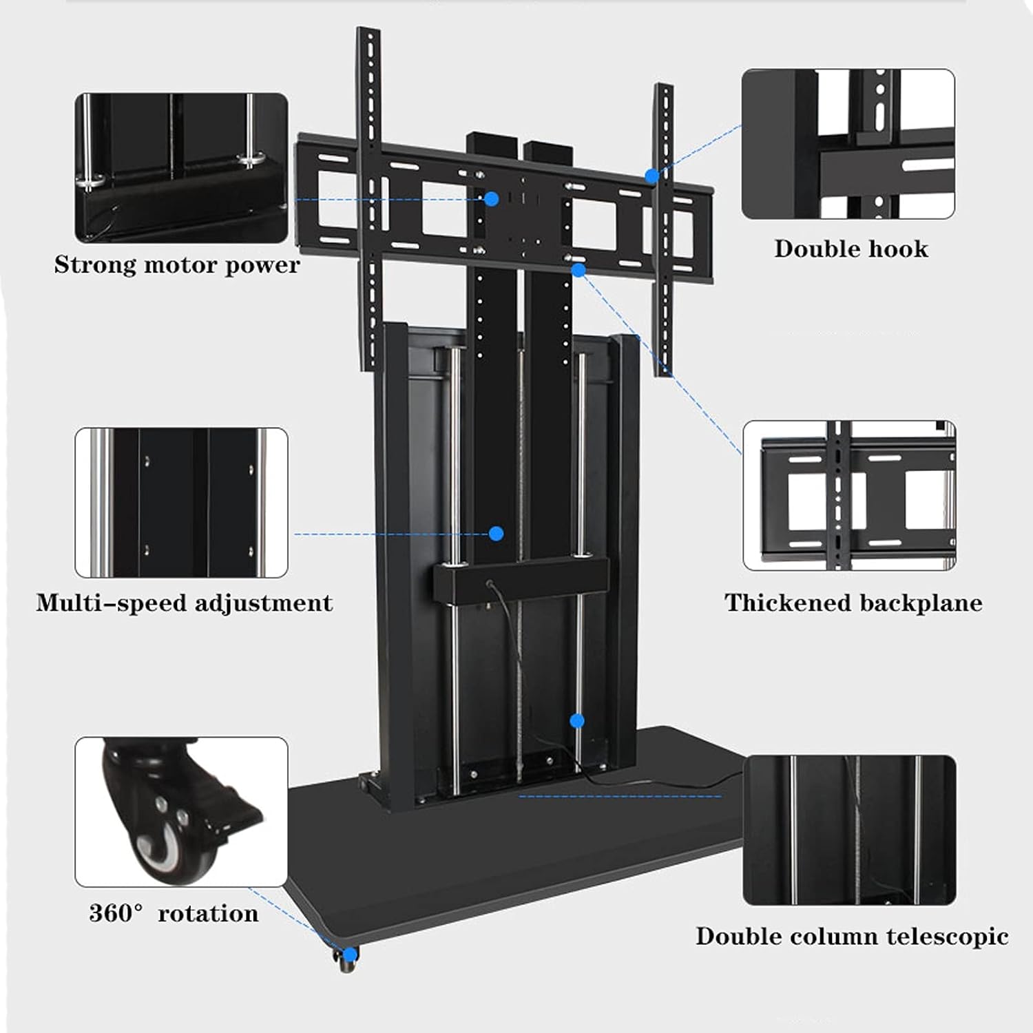 TV Stand TV Mount Stand Smart Electric TV Stand Height Adjustable TV Mobile Cart Floor-Standing Double-Column Intelligent Control,