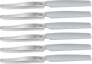 Pedrini Stainless Steel Table Serrated Knives with Dusty Blue Handle 6 Piece Set