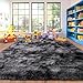 Isdook Shaggy Area Rugs, Fuzzy Rugs for Living Room, Soft Nursery Area Rug for Girls, Tie Dye Black Gray Plush Area Rugs Non Slip, Fluffy Rug Carpet 8x10ft