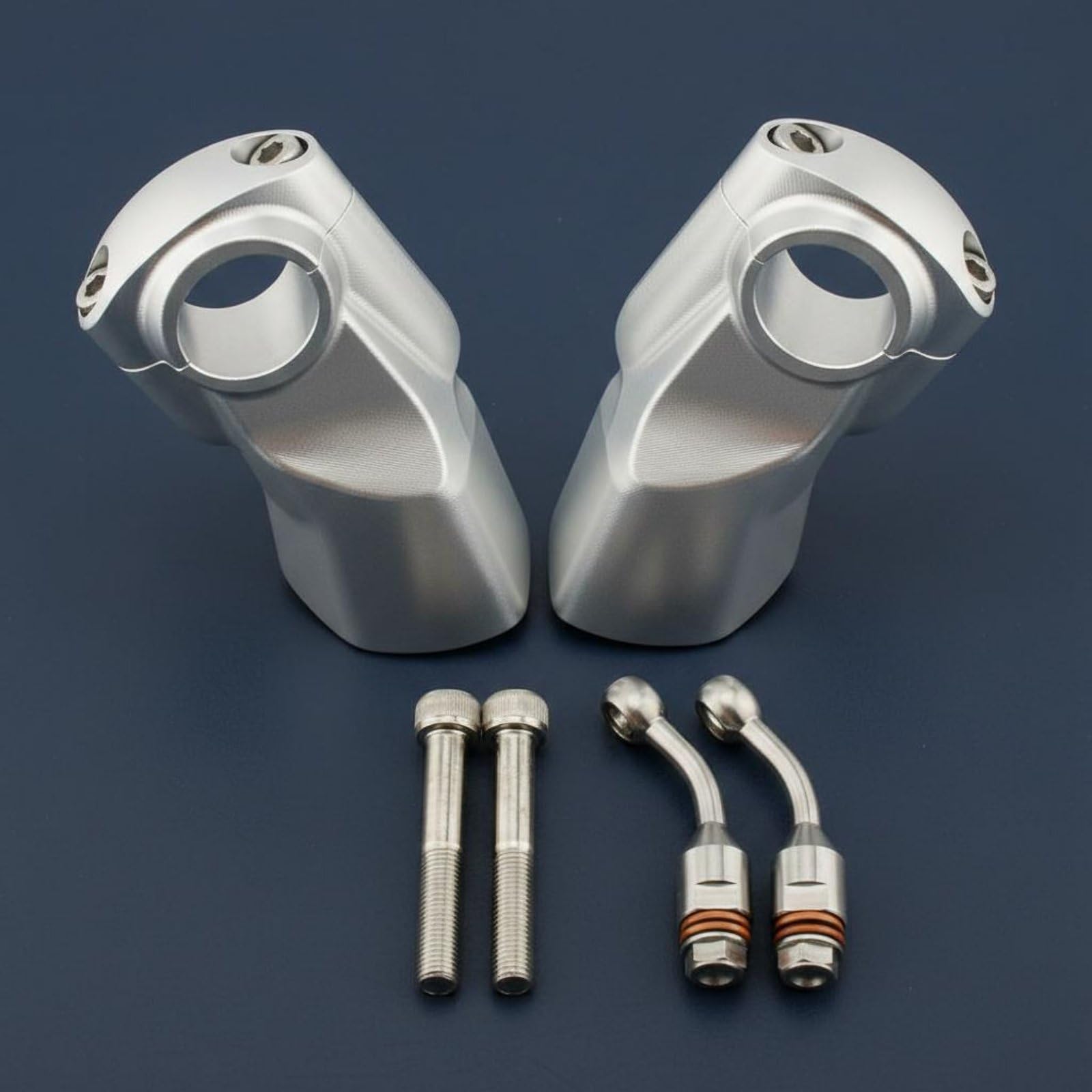 Riser de Manillar para Motocicleta Elevador Abrazadera Soporte Sustitución con Ajuste Limpio y Personalizado en Aleación de Aluminio Aumenta 22 Cm, Silver