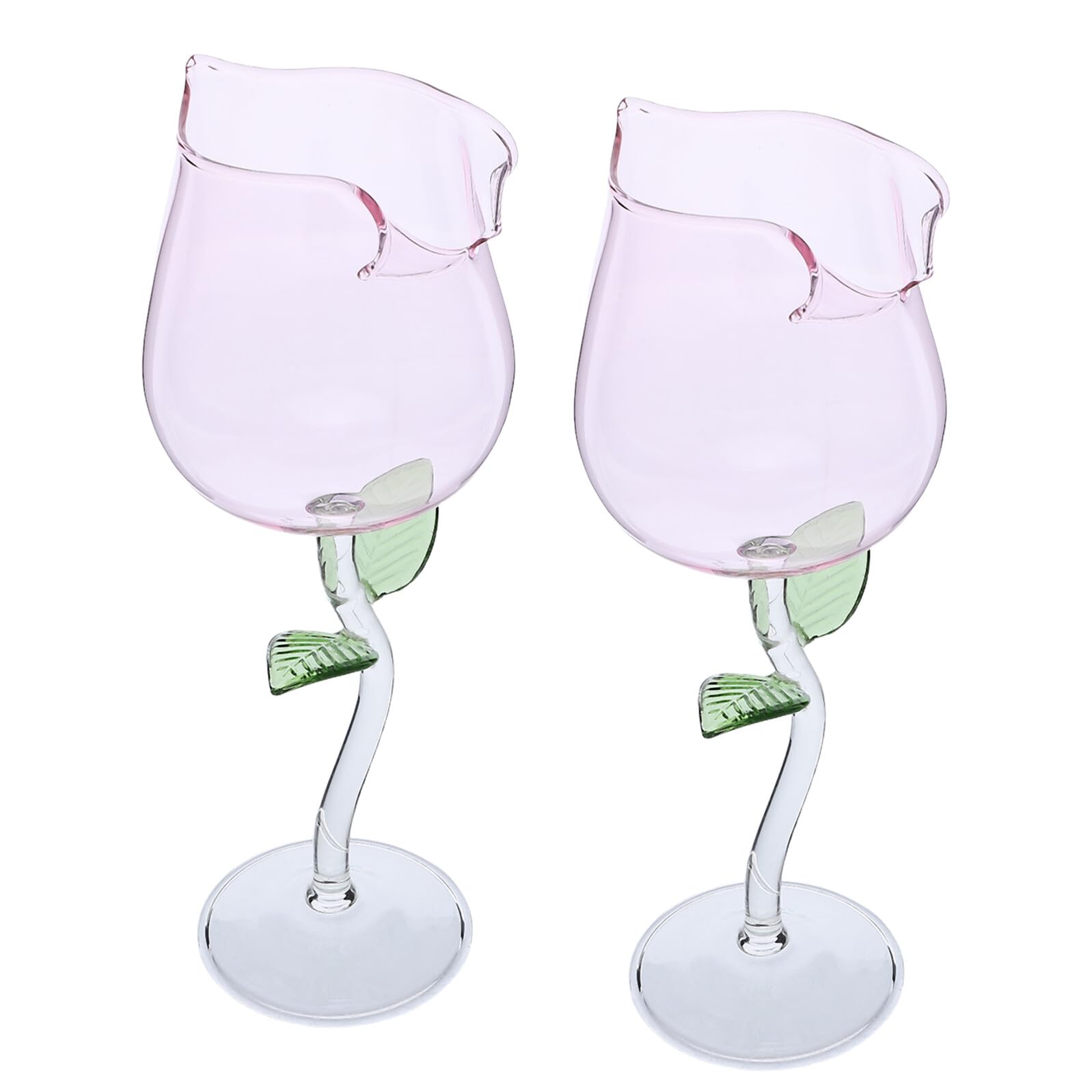 Verres à Vin Rose Romantiques | Set de 2 Gobelets Élégants à Tige Haute