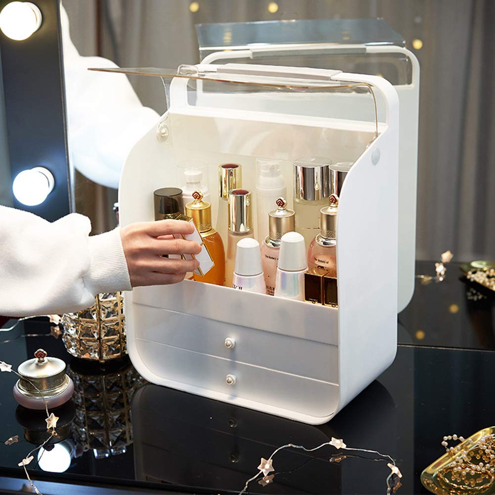 Caja Organizador Maquillaje, Joyería Y El Soporte De Exhibición Cosmético, Componen La Caja De Almacenaje, Amigos Saludable, White