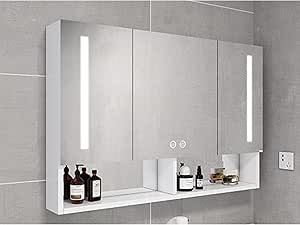 Amazon.co.jp: Mirror Cabinet, Square Bathroom Wall Mounted Mirror ...