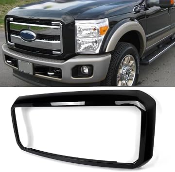 MIC Front Grille Frame Surround Shell Panel Compatible with 2011-2016 F250 F350 F450 Super Duty Tuxedo Black