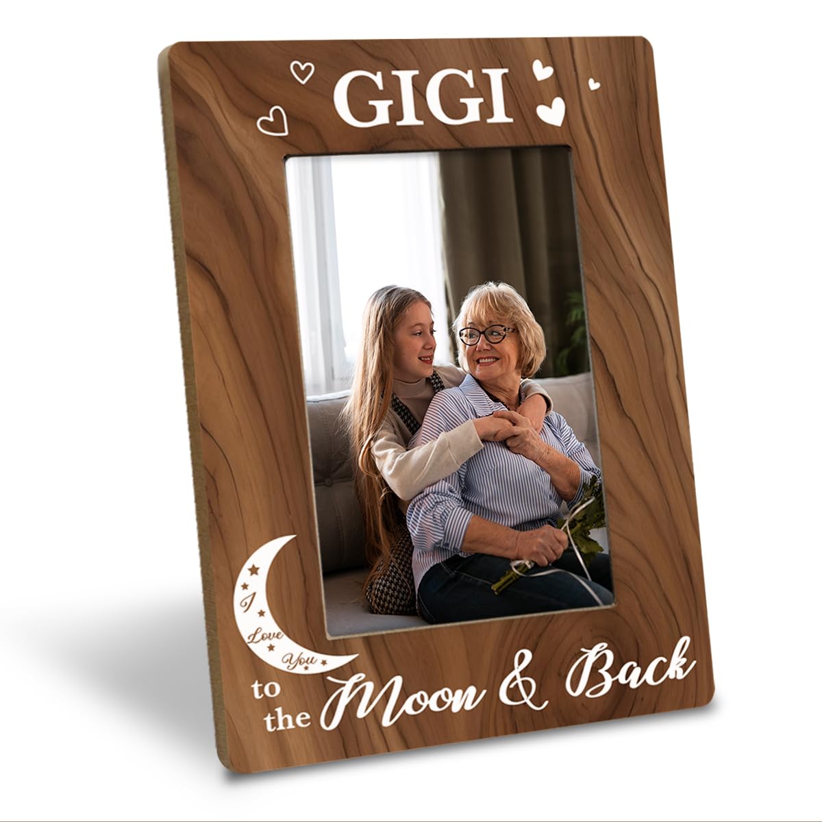 Gigi Gift, Mother's Day & Birthday Gift for Gigi Grandma Mom, Rustic Wooden Photo Frame, Holds 4x6 Inch Photo, 7.9 x 5.7 Inches