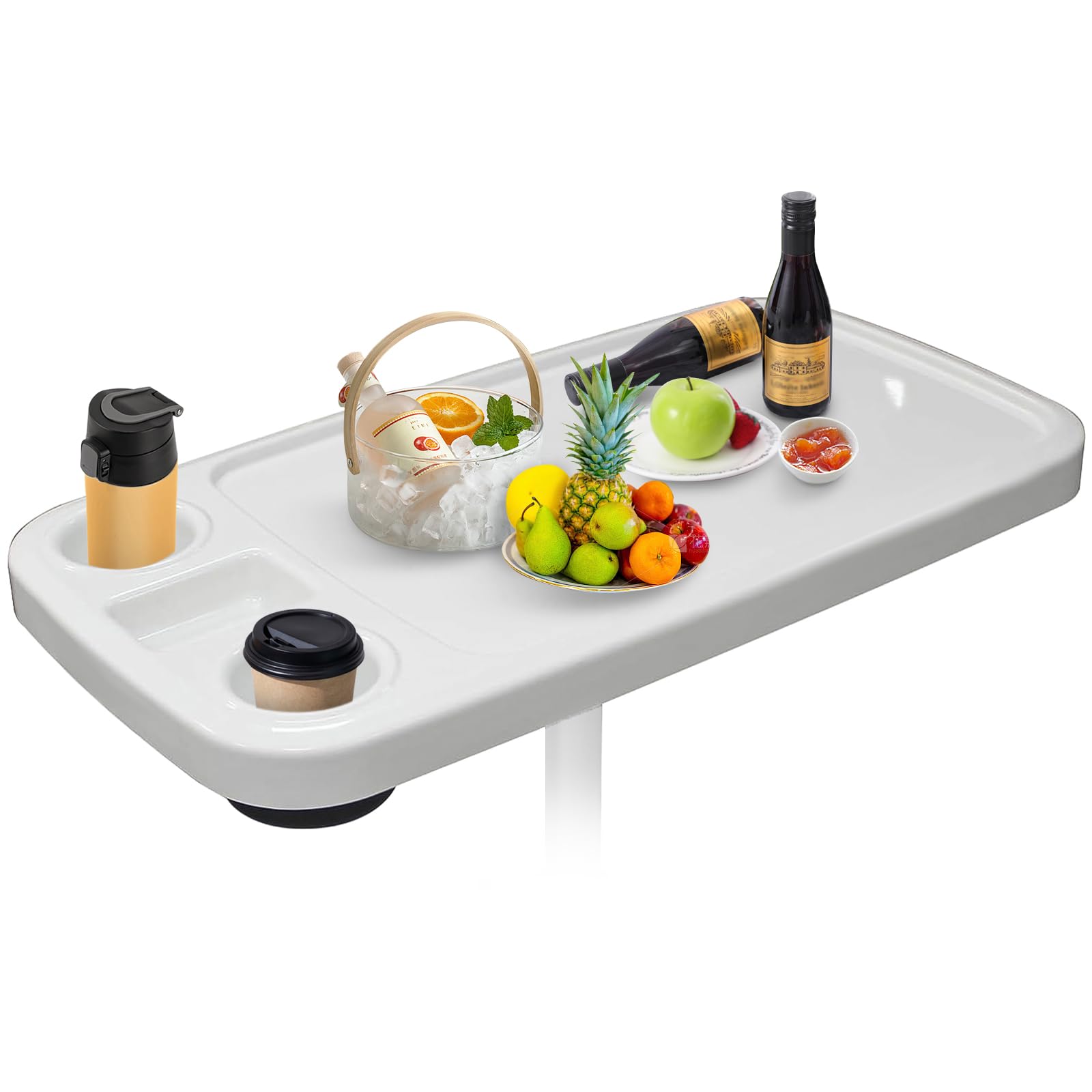 table amovible, 86,4 x 45,7 cm, pour bateau ponton, véhicule récréatif, grand plateau avec porte-gobelets intégrés, support de téléphone en ABS, imperméable