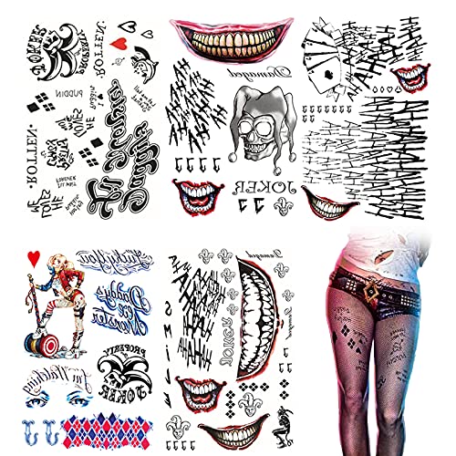 YIRFEIKRER 5Pcs Cosplay Temporary Tattoos, Fake Tattoos for Men and Women, Can Be Used for Halloween and Christmas Tattoos (Combination 2)