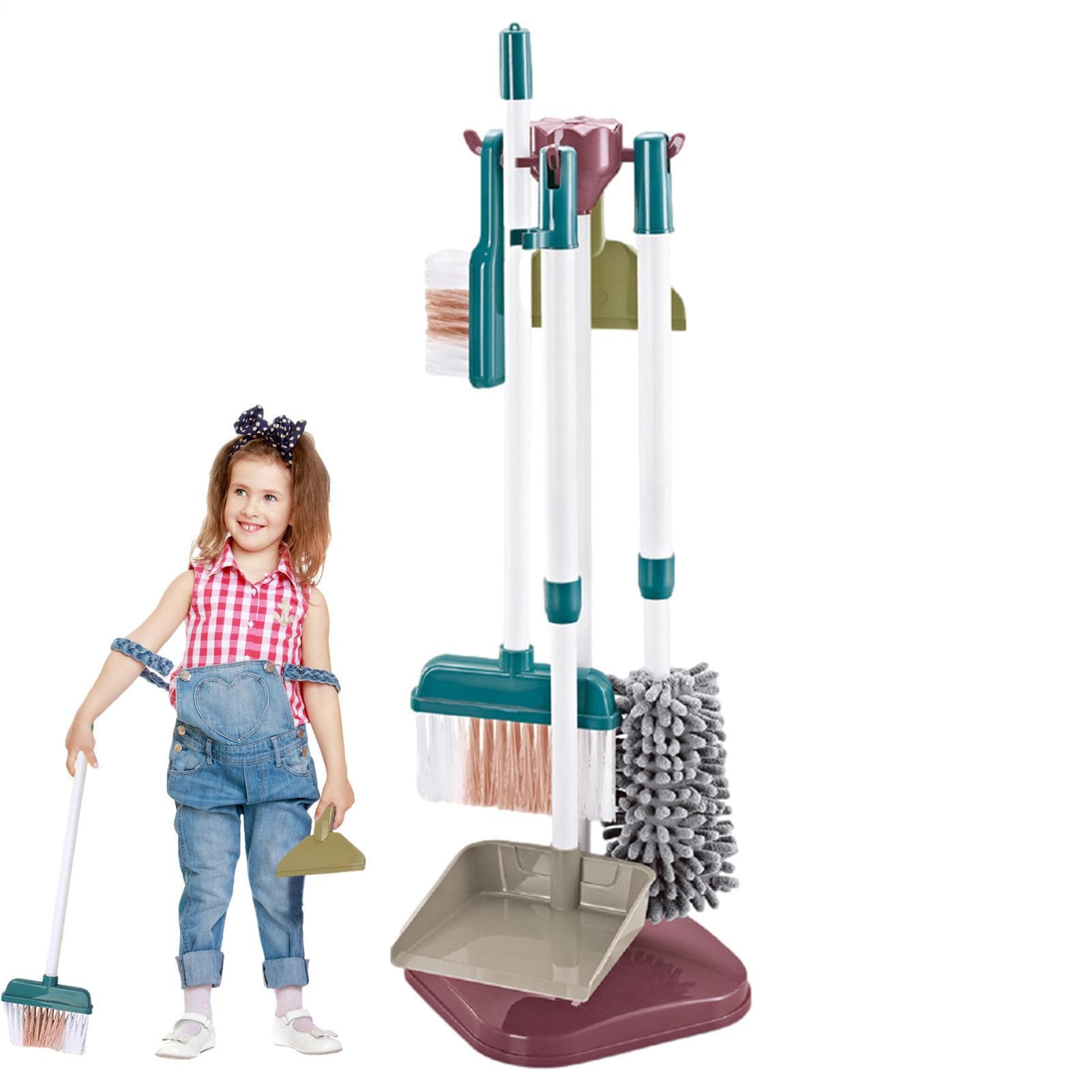 di Pulizia per Giochi Di Simulazione, Safe Children Pretend Play Kit | Giocattoli Di Pulizia, Kit Di Di Pulizia Multifunzionale Per Bambini, Set Di Scopa E Mop, Giocattoli Educativi