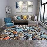 BAPRRJY Moderne Wohnzimmer-Schlafzimmer-Teppiche 3D-Kieselsteine Court Series Print Rutschfester Dekorationsteppich Kinderzimmer-Spielbereich-Teppiche,3,160 * 230cm