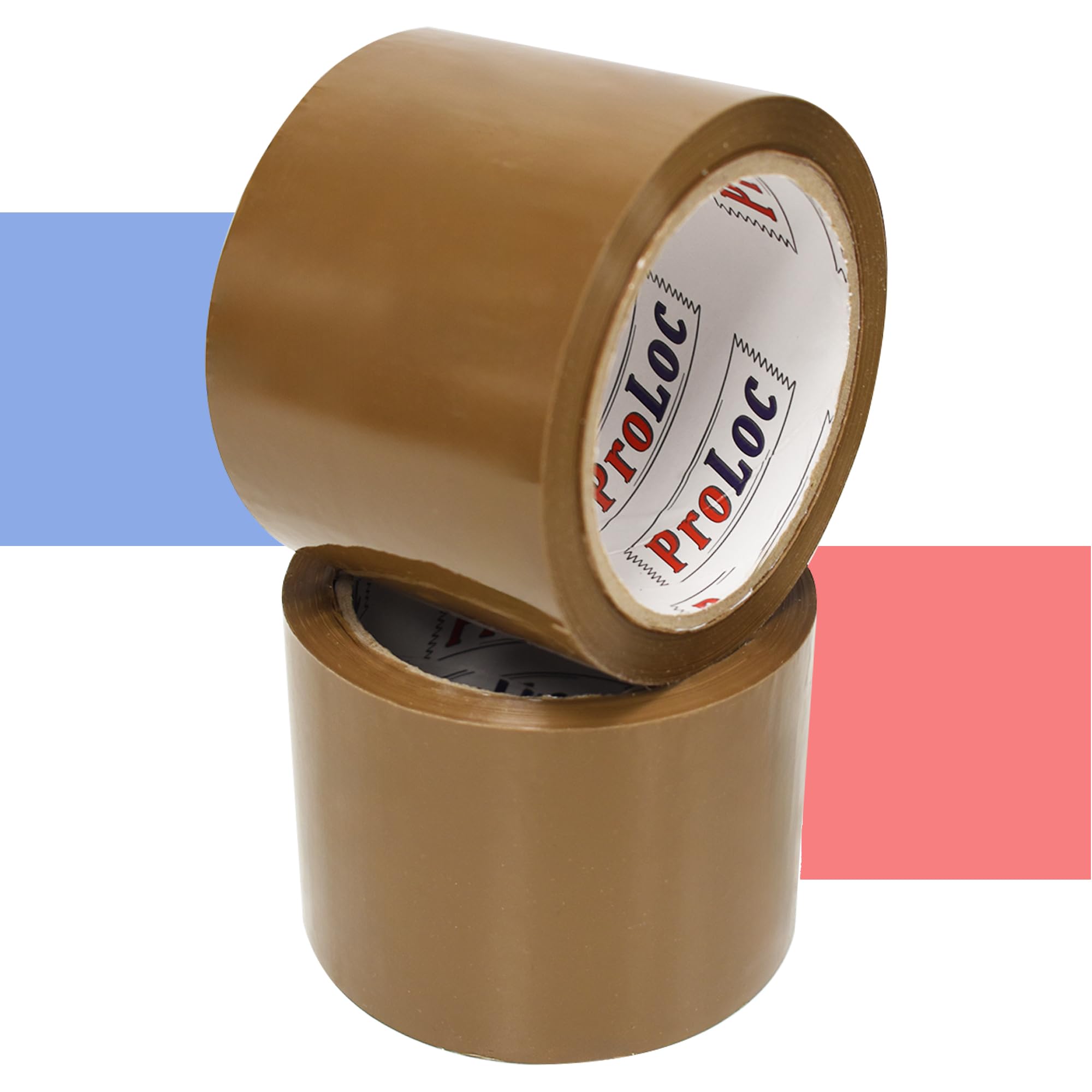 ProLoc Extra Wide Packaging Tape (72mm x 66m) - Pick Colour & Qty - 3 inch Wide Ultra Strong Packing Tape with Sticky & Secure Seal for Packing Large & Heavy Boxes and Moving House (Brown, 2 Rolls)