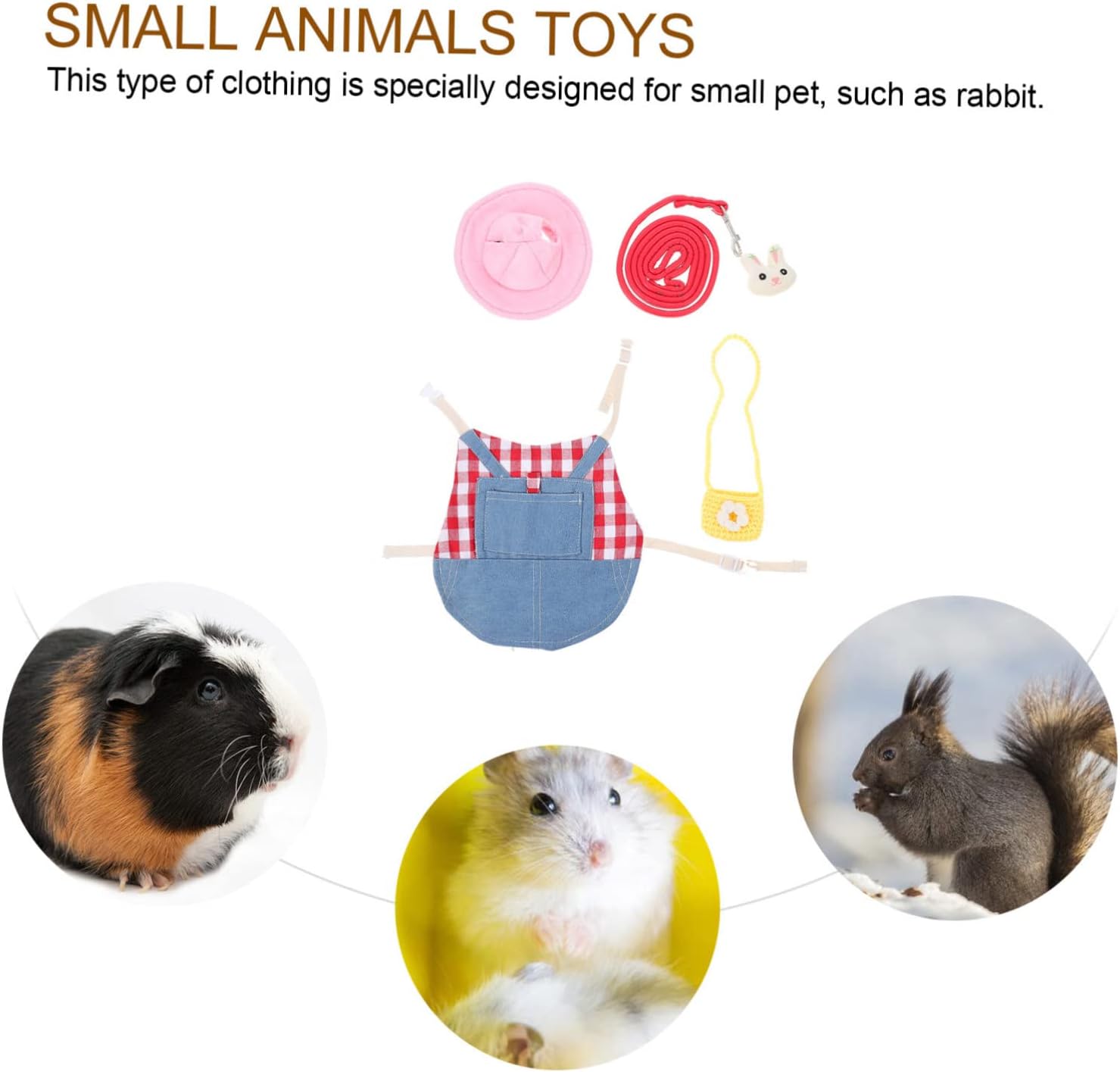 Happyyami Rabbit Costume Set with Denim Harness and Leash for Pets Adorable Bunny Outfit for Outdoor Activities for Photoshoots and Special Occasions Stylish and Comfortable Design Checkered