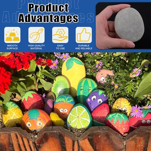 10 Stück Zierkies Kiesel, Groß Steine zum Bemalen, Zierkies, Dekosteine, Flache Steine, Kies Dekosteine Naturstein, Flache Steine zum Bemalen, DIY Malerei Handwerk Steine, Bunte Malerei & Dekoration