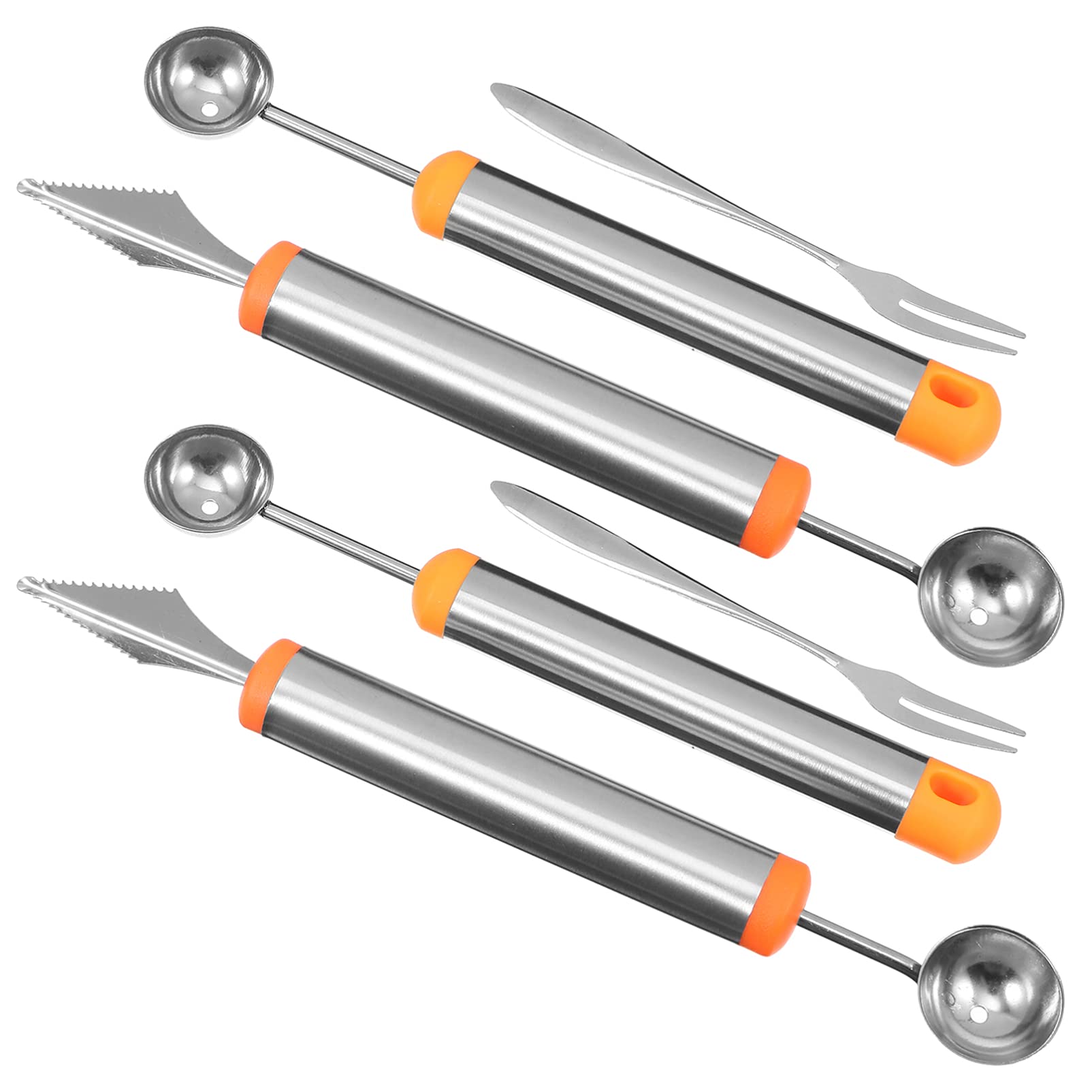 DOITOOL 6pcs Stainless Steel Fruit Forks Carving Cutters Forks Digging Tools for Home Restaurant Use for Fruit Carving and Serving
