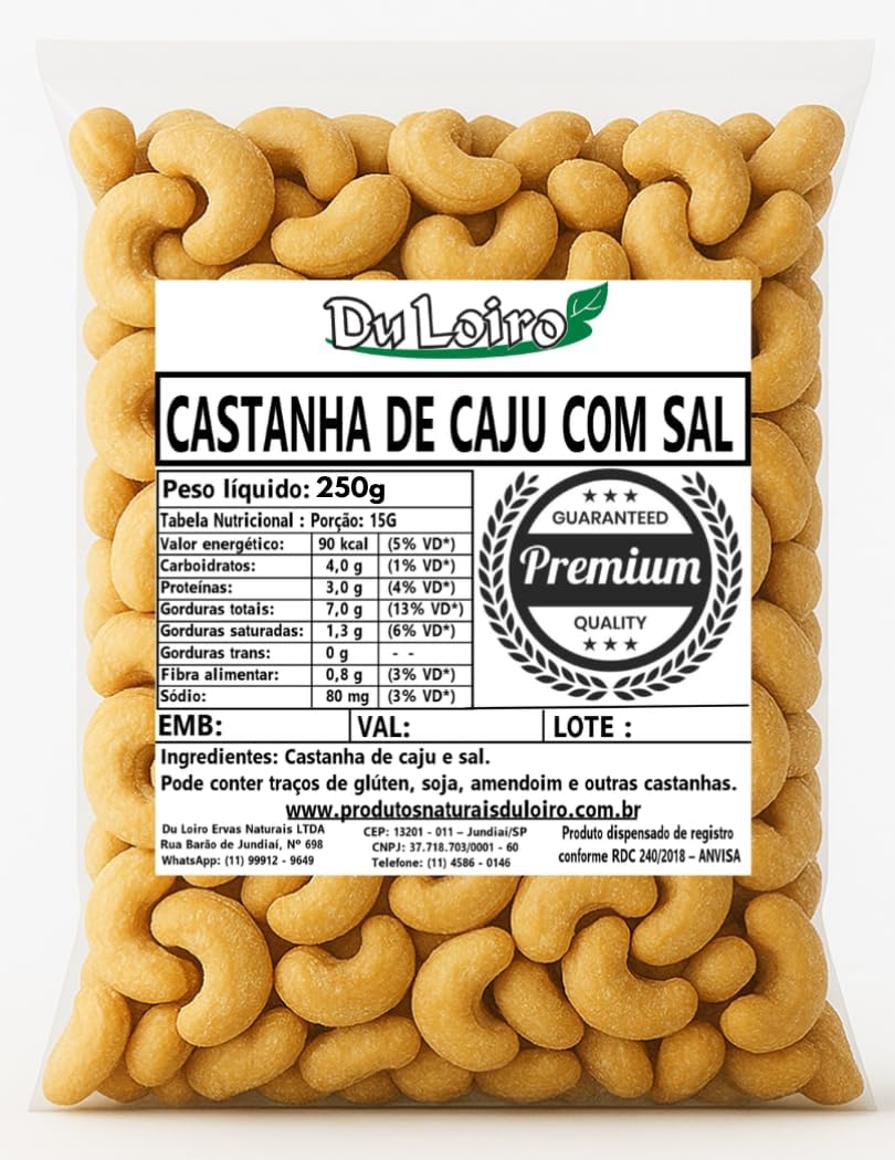 Castanha de Caju Torrada Inteira Com Sal – W1 Premium (250g)