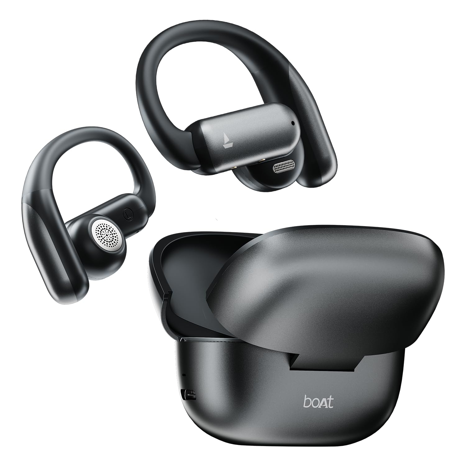 Boat Airdopes Stride with Up to 50 Hrs Playtime, Quad Mics ENx™ Tech, Open-Ear Comfort, 13mm Drivers, Beast™ Mode, Spatial Audio, IPX4 Resistance, Multipoint Connectivity OWS Earbuds (Ash Black)-picture-12