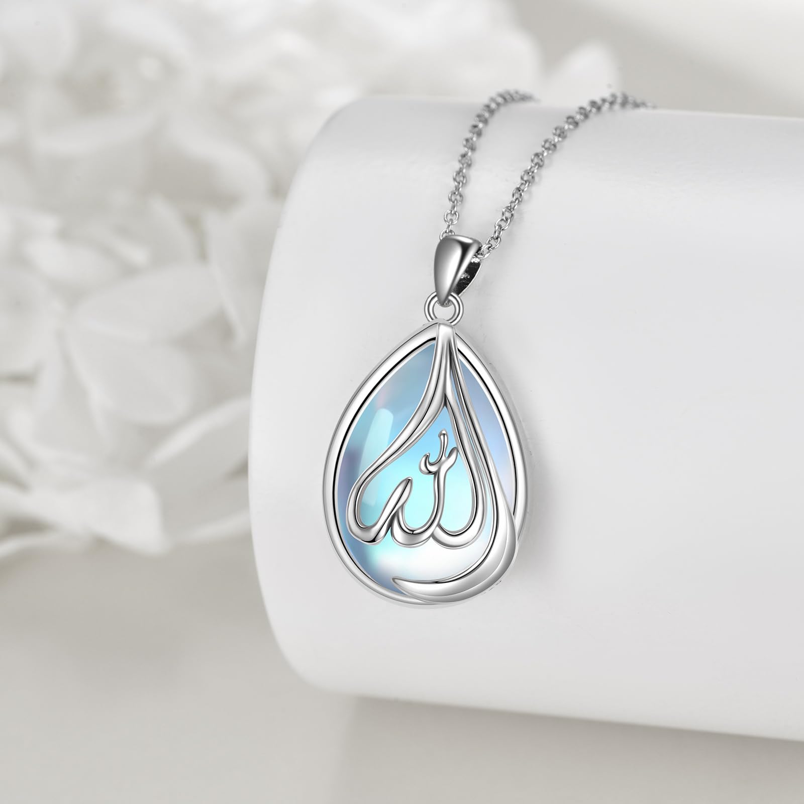 POPLYKE muslimischen islamischen religiösen Anhänger Halskette für Frauen Sterling Silber religiösen Allah-Schmuck Geschenk