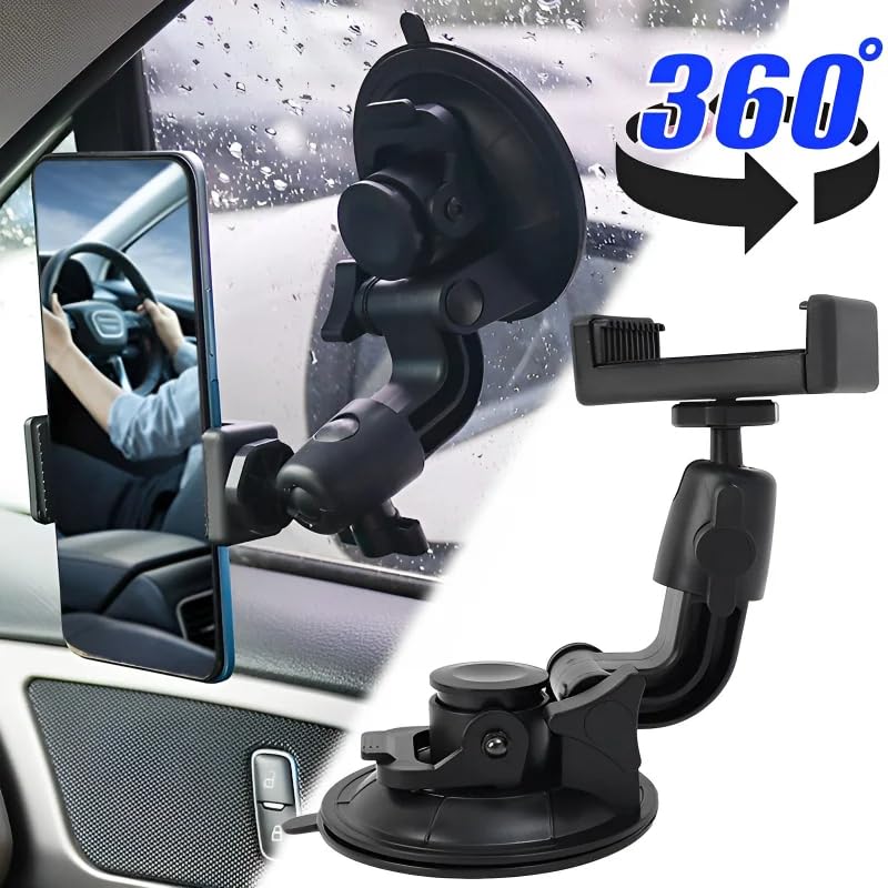 Image of Universal High Power Suction Cup Mount Holder Heavy Duty Mount for Go-Pro, Insta 360, SJCam & Mobile Fixing on Car Windshield & attaching Mini Photography Lights for Videography