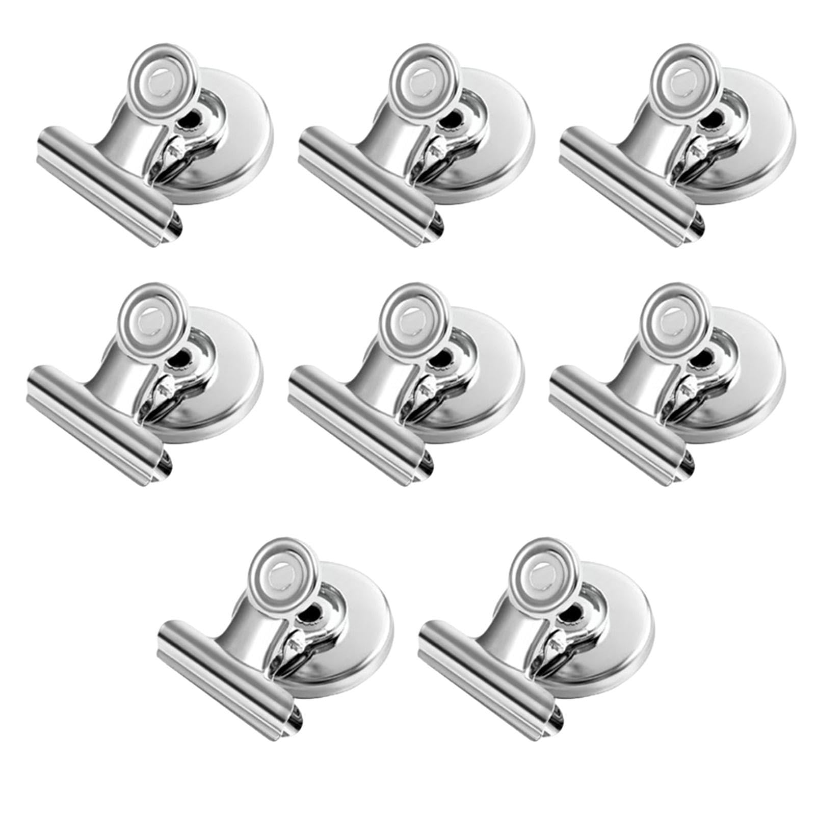 8 Pack Silver Magnetic Clips, Anti-Scratch Fridge Magnets, Strong Heavy Duty Clips, Whiteboard Magnets, Magnetic Bulldog Clip, Notice Board Magnets for Notice Board, Kitchen, Office, Display