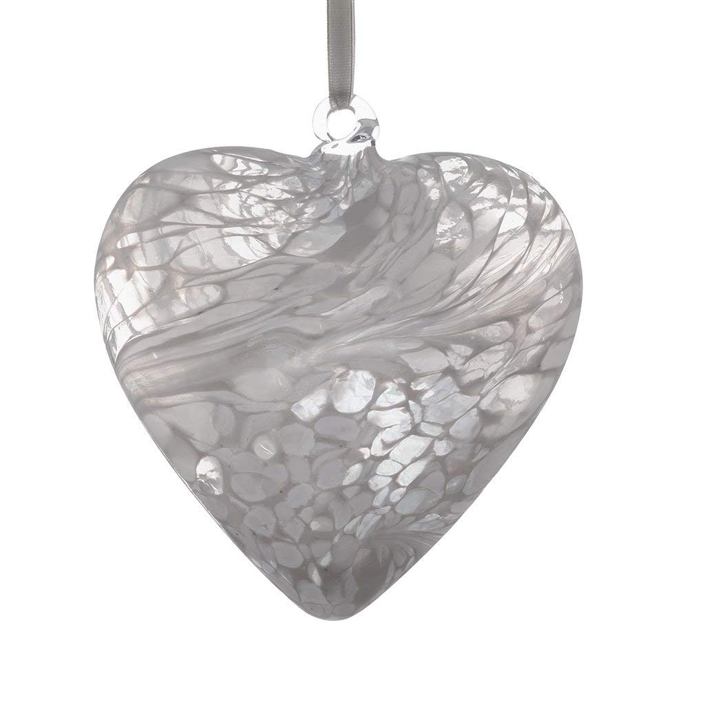 Sienna Glass 8cm White Friendship Heart – Handcrafted Mouth-Blown Glass Ornament – Gift Boxed Decoration for Weddings, Anniversaries, Memorials, Windows, Gardens, Home Decor