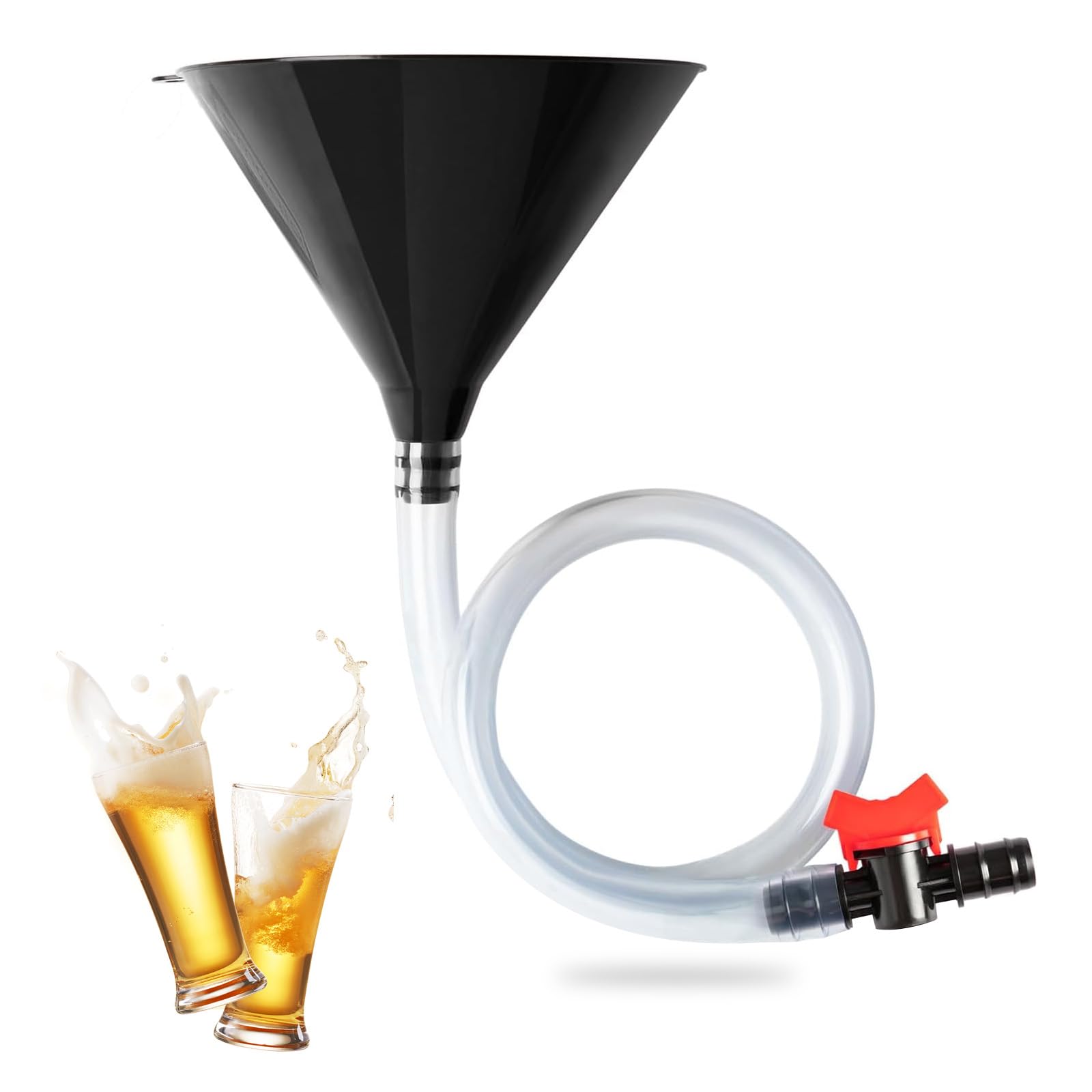 Beer Bong Funnel, Drinking Funnel with Valve and Tube Party Beer Funnels Tube Universal Plastic Funnels for Drinking Game College Parties Event