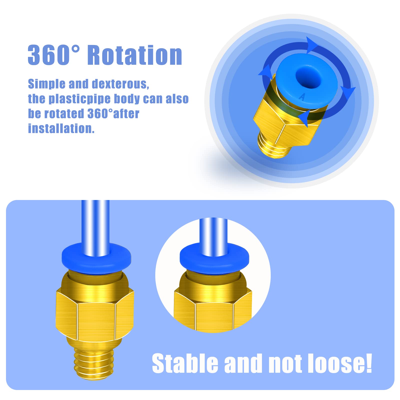 PC4-5 20Pcs Air Pipe Pneuatic Connector Fittings, Quick Ale Thread Straight Push In Connector...