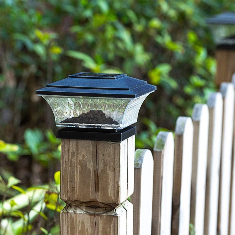 Solarbetriebene Decklichter, 6 Stück, zweifarbige Modi, automatisches Ein- und Ausschalten, kabellose Außentreppenlichter für Hof, Auffahrt, Terrasse, 18 x 18 cm (schwarz)