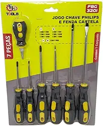 Kit Chave De Fenda E Philips 7 Unidades - Cabo Emborrachado e Cabeças Magneticas