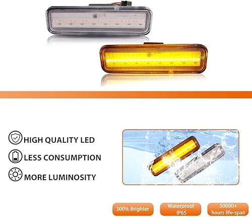 Vista 2 de ADIIL Luces LED ámbar de lente transparente para marcadores laterales del parachoques delantero compatibles con Chevrolet El Camino GMC Caballero