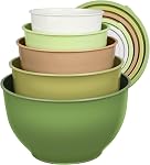 Greentainer Plastic Mixing Bowl Set with Lids for Kitchen, Nesting Storage Bowls for Baking, Prepping,Cooking and Serving Food, Dishwasher, Microwave Safe,Great for Mixing & Serving (5pcs Green)